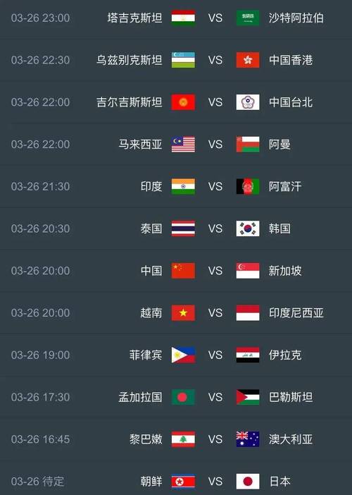 世预赛中国队赛程时间